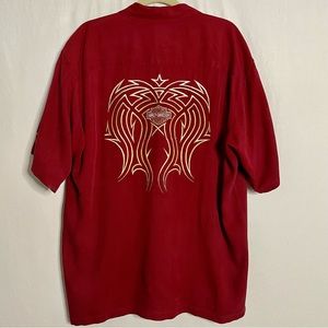 Harley Davidson Tori Richard RARE Silk Embroidered Button Down Casual Shirt